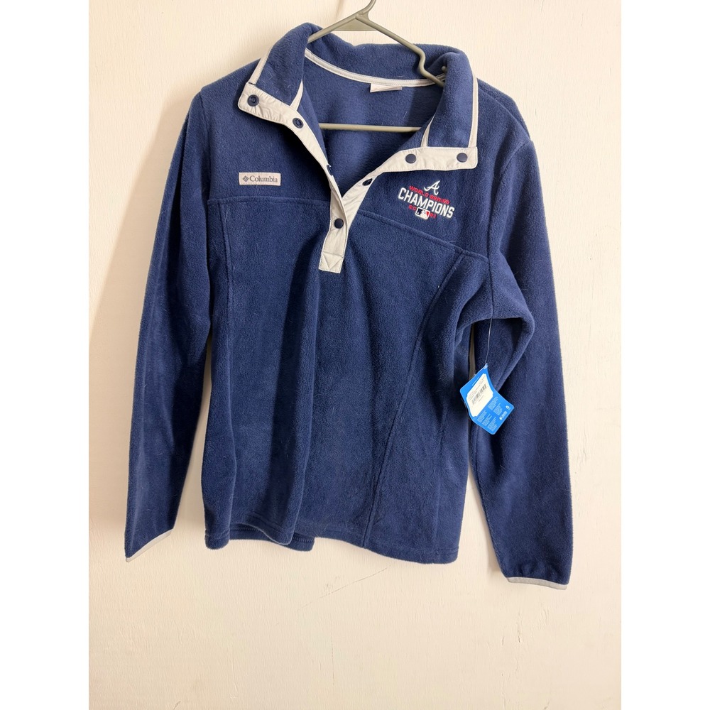 Columbia Mens Atlanta Braves 2021 World Series Champions Fleece Pullover Medium